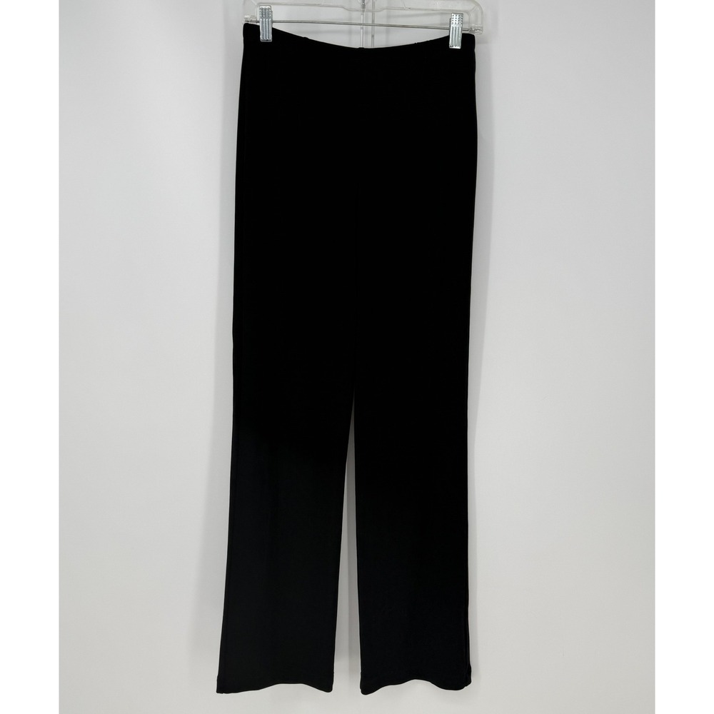 Chicos Travelers Pants Women‎ 1 Black Wide Leg Slinky Ribbed Knit Travel Office